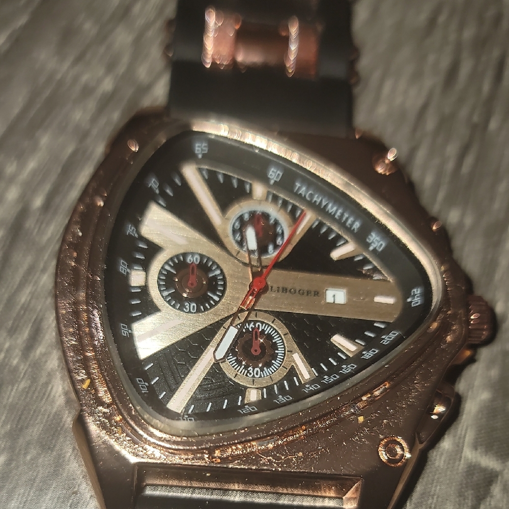 Men's Black and Gold Watch